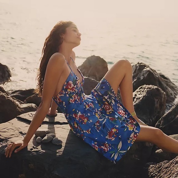 anthropologie blue halter dress New Anthropologie Blue & Red Nautical Print 